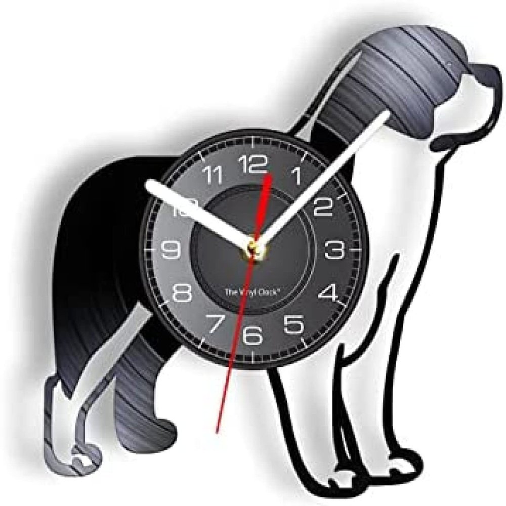 12 Inch Round Wall Clock Dog Vinyl Record Wall Clock for Pet Shop Puppy Dog Breed Album LP Record Home Decor Lover Owner Gift