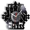 12 Inch Round Wall Clock Chess Game Wall Art Wall Clock Chessboard Black Pieces Strategy Player Club Vinyl Record Clock Chess Lovers Gift view 1