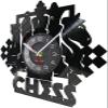 12 Inch Round Wall Clock Chess Game Wall Art Wall Clock Chessboard Black Pieces Strategy Player Club Vinyl Record Clock Chess Lovers Gift view 2