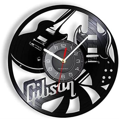 12 Inch Vinyl Record Wall Clock Guitars Gramophone Record Wall Clock Musical Instrument Vinyl Art-Wall Decoration Rock N Roll Gift for Musicians