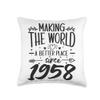 65 Birthday Making the world a better place since 1958 Throw Pillow view 1