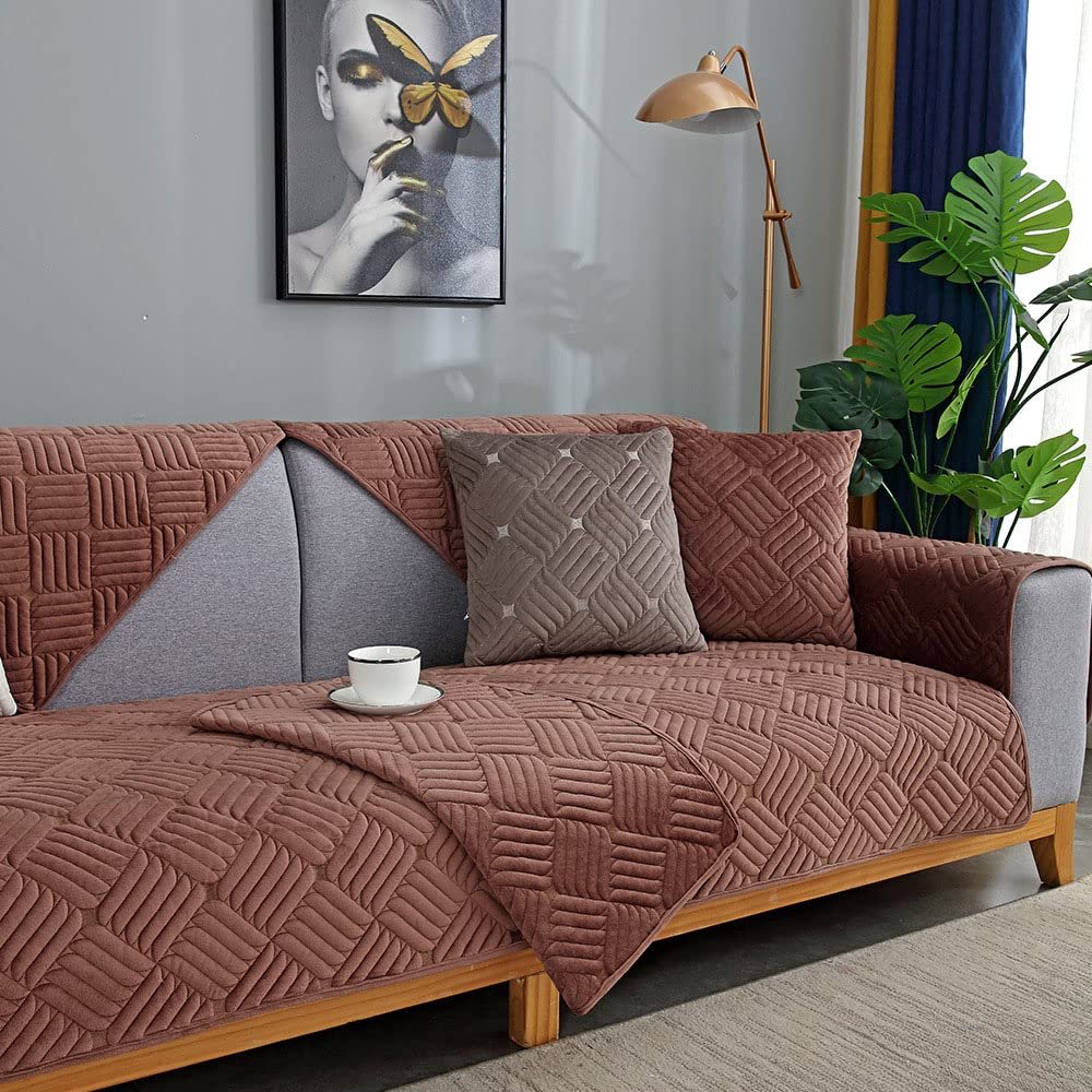 Anti-slip Furniture Protective Cover Backing And Armrest Sold Separately Sofa Throw Slipcover Multi-size Sectional Sofa Throw Cover Pad For Our Sectional Couch,A Bench And A Chair-C 43x94inch(110x240c