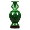 KIZQYN Flower Vase Ceramic Vase New Chinese Style Retro Green Porcelain Vases 12.8 Inch Hand Painting Stoneware Decor Flower Vase Home Living Room Decoration Vase for Decor view 1