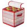 NOBRIM Cube Compartments Plastic Christmas Balls Ornament Storage Box with 2 Sided Dual Zip Closure Keeps 64 Holiday Balls Toys Box view 1