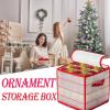 NOBRIM Cube Compartments Plastic Christmas Balls Ornament Storage Box with 2 Sided Dual Zip Closure Keeps 64 Holiday Balls Toys Box view 2