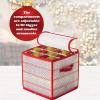 NOBRIM Cube Compartments Plastic Christmas Balls Ornament Storage Box with 2 Sided Dual Zip Closure Keeps 64 Holiday Balls Toys Box view 3
