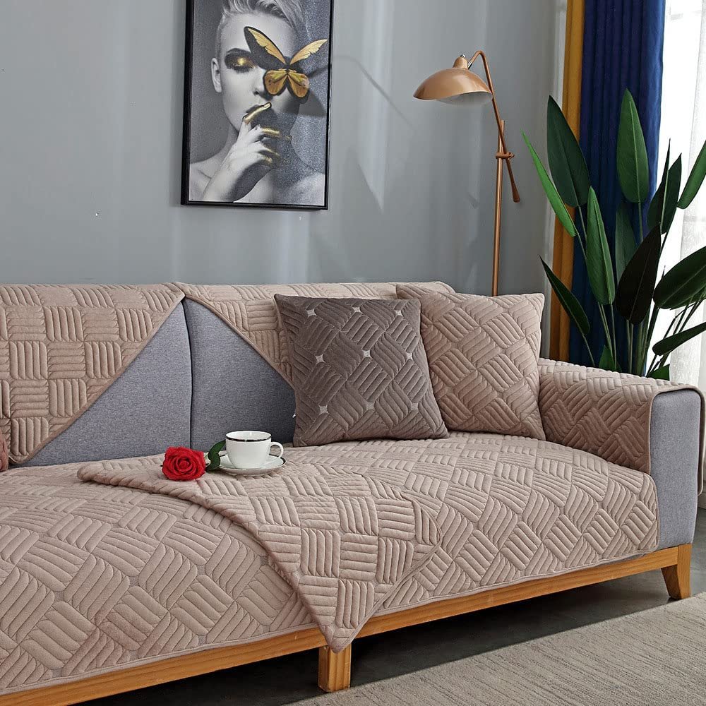 Anti-slip Furniture Protective Cover Backing And Armrest Sold Separately Sofa Throw Slipcover Multi-size Sectional Sofa Throw Cover Pad For Our Sectional Couch,A Bench And A Chair-A 43x94inch(110x240c