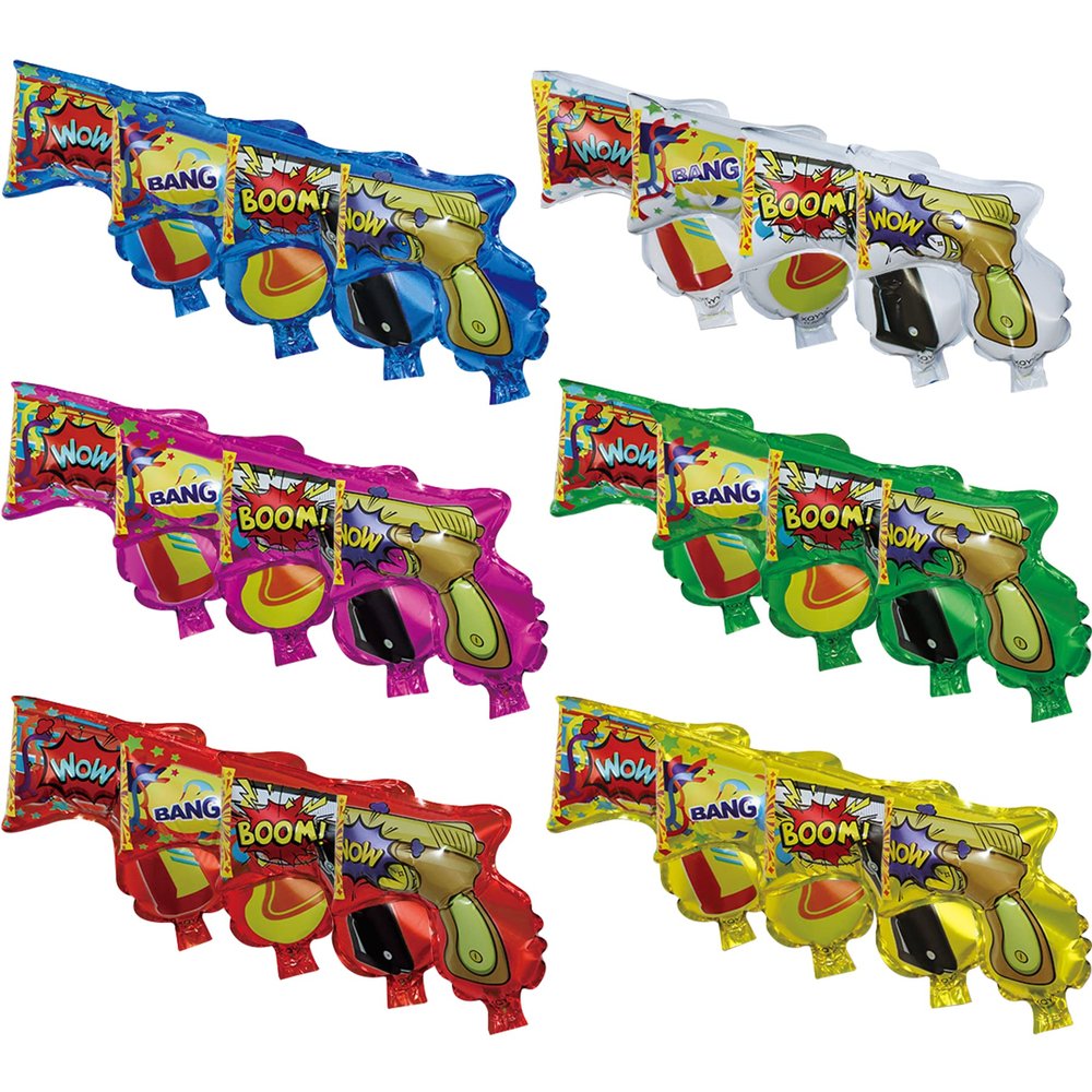 24PCS Inflatable Fireworks Gun Confetti Fireworks Handheld Confetti Poppers with Novelty Design Party Supplies for Birthday Christmas Wedding Graduation