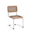 Alunaune Modern Mid Century Dining Chairs Set of 2, Upholstered Natural Rattan Kitchen Chairs Accent Chair, Armless Side Chairs with Metal Chrome Legs for Bedroom Living Room-Brown view 4