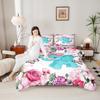 Kawaii Elephant Bedding Set Girls Butterfly Comforter Set Queen Cute Animal Bedding Comforter Sets Purple Pink Rose Flower Duvet Insert Floral Blossoms Quilted Duvet with 2 Pillowcases Soft view 2