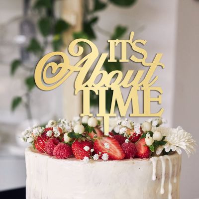 It's About Time Cake Toppers Gift For Bride Groom Modern Rustic Cake Decor Couple Wedding Cake Toppers Bridal Shower Engagement Party Decoration Cake Supplies