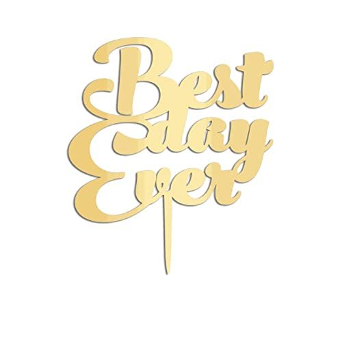 Best Day Ever Wedding Cake Topper Monogram Cake Toppers Gift For Bride Groom Modern Wedding Cake Decor Anniversary Engagement Bridal Shower Party Decoration Cake Supplies