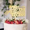 And So The Adventure Begins Wedding Cake Toppers Gift For Bride Groom Elegant Cake Topper Art Font Wedding Rustic Cake Decor Anniversary Engagement Party Decoration Cake Supplies