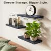 BAYKA Floating Shelves for Wall, Wall Mounted Rustic Wood Shelves for Bathroom, Bedroom, Living Room, Kitchen, Hanging Shelf for Books/Storage/Room Decor with 22lbs Capacity (Black, Set of 3, 15.7in) view 4