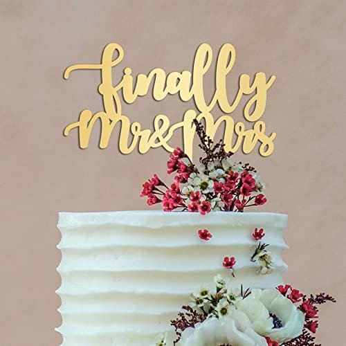 Finally Mr & Mrs Cake Toppers Gift For Brides Word Art Wedding Cake Toppers Elegant Rustic Cake Decor Anniversary Engagement Party Decoration Cake Supplies