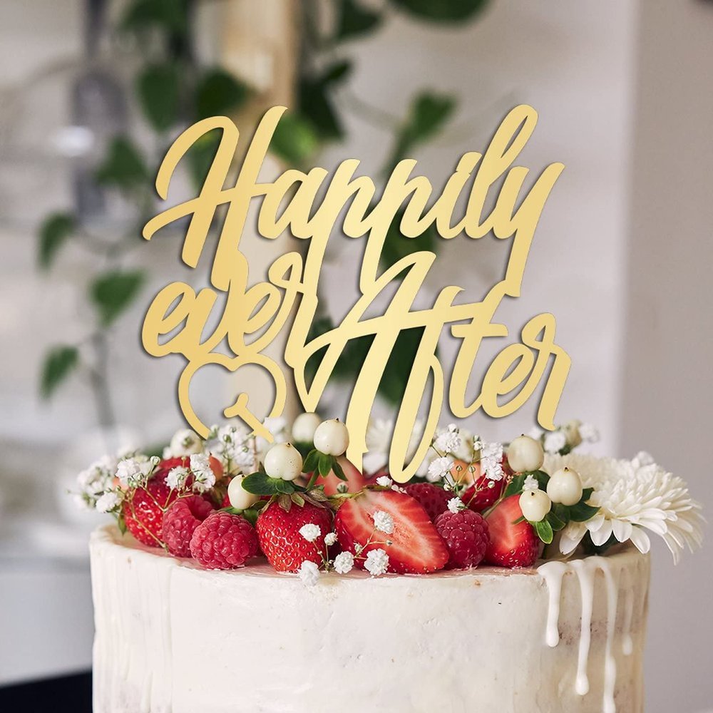 Happily Ever After Cake Toppers Gift For Bride Groom Romance Wedding Cake Toppers Wedding Wedding Rustic Cake Decor Anniversary Bridal Shower Party Decoration Cake Supplies