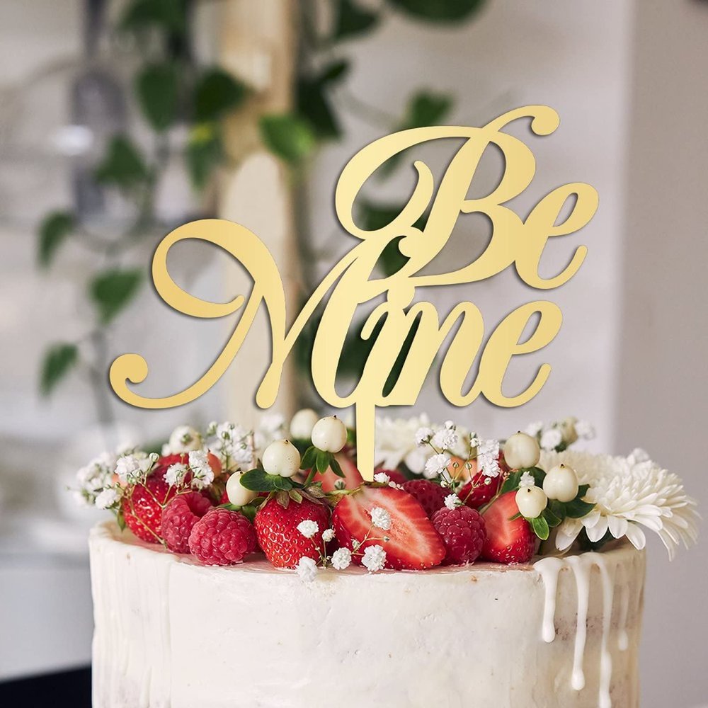Be Mine Cake Toppers Gift For Bride Groom Art Font Rustic Cake Decor Custom Wedding Cake Topper Anniversary Engagement Party Decoration Cake Supplies