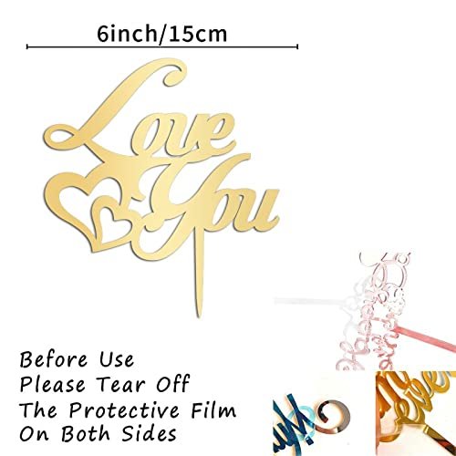 Love You Wedding Cake Topper Wedding Cake Topper Gift For Bride Groom Modern Wedding Rustic Cake Decor Bridal Shower Anniversary Engagement Party Decoration Cake Supplies