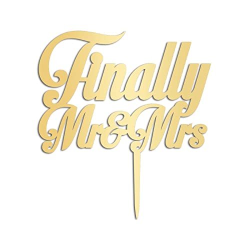Finally Mr & Mrs Wedding Cake Topper Gift For Brides Art Font Wedding Cake Decor Couple Wedding Cake Toppers Anniversary Bridal Shower Party Decoration Cake Supplies