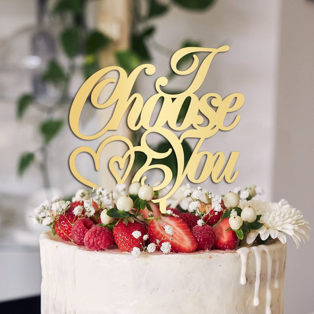 I Choose You Wedding Cake Toppers Gift For Bride Groom Couple Wedding Rustic Cake Decor Custom Wedding Cake Topper Anniversary Engagement Bridal Shower Party Decoration Cake Supplies