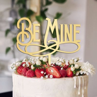 Be Mine Wedding Cake Topper Art Font Cake Toppers Gift For Bride Groom Elegant Rustic Cake Decor Engagement Anniversary Party Decoration Cake Supplies