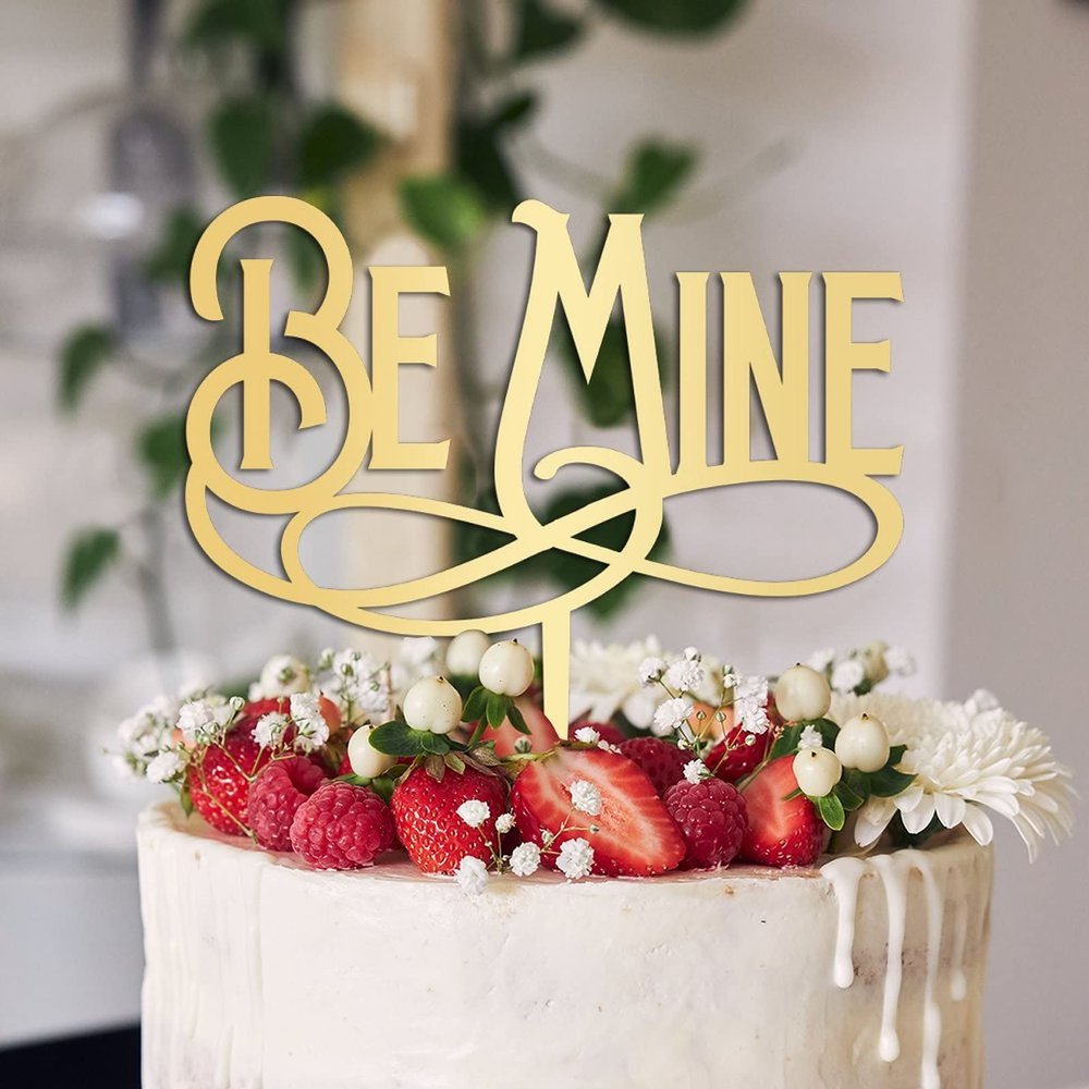 Be Mine Wedding Cake Topper Art Font Cake Toppers Gift For Bride Groom Elegant Rustic Cake Decor Engagement Anniversary Party Decoration Cake Supplies