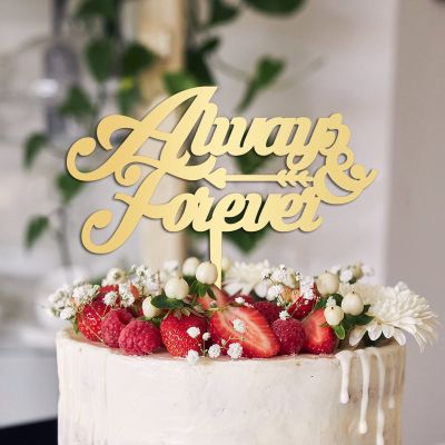 Always & Forever Wedding Cake Topper Gift For Bride Groom Modern Cake Toppers Word Art Cake Decor Engagement Bridal Shower Party Decoration Cake Supplies