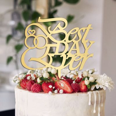 Best Day Ever Wedding Cake Topper Gift For Bride Groom Monogram Cake Toppers Personalized Wedding Rustic Cake Decor Engagement Bridal Shower Party Decoration Cake Supplies