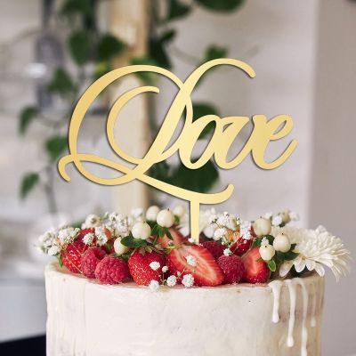 Love Cake Toppers Gift For Bride Groom Couple Rustic Cake Decor Romance Wedding Cake Topper Engagement Anniversary Bridal Shower Party Decoration Cake Supplies