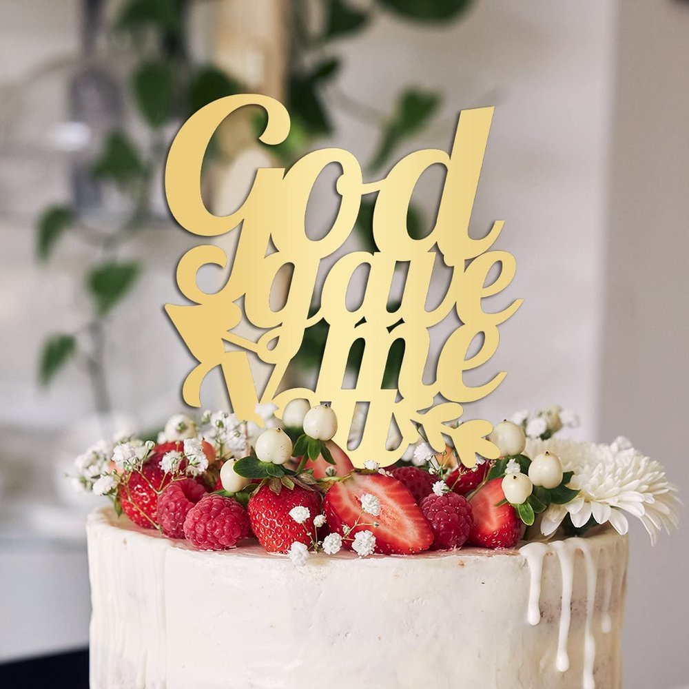 God Gave Me You Cake Toppers Wedding Wedding Cake Topper Gift For Bride Groom Modern Wedding Cake Decor Bridal Shower Anniversary Party Decoration Cake Supplies