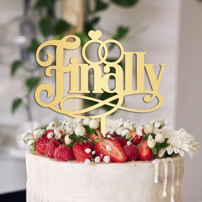 Finally Wedding Cake Toppers Personalized Cake Topper Gift For Bride Groom Couple Wedding Rustic Cake Decor Bridal Shower Anniversary Party Decoration Cake Supplies