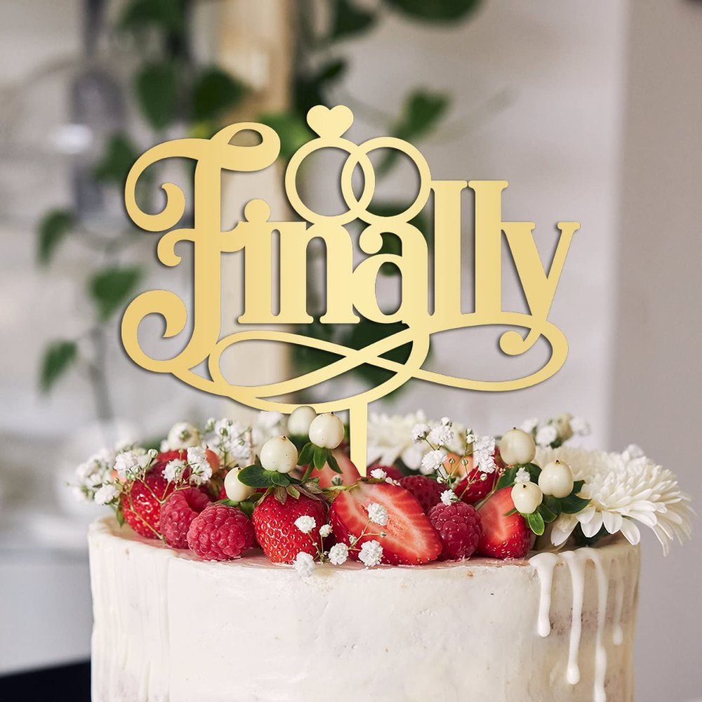 Finally Wedding Cake Toppers Personalized Cake Topper Gift For Bride Groom Couple Wedding Rustic Cake Decor Bridal Shower Anniversary Party Decoration Cake Supplies