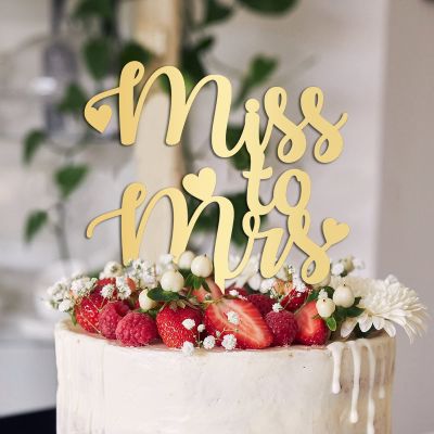 Miss to Mrs Wedding Cake Toppers Gift For Bride Groom Funny Wedding Cake Topper Word Art Rustic Cake Decor Bridal Shower Engagement Party Decoration Cake Supplies