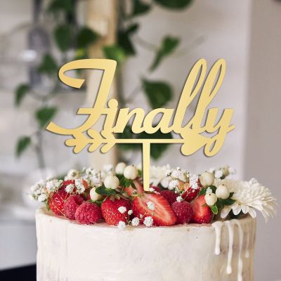 Finally Wedding Cake Topper Art Font Wedding Cake Toppers Gift For Bride Groom Calligraphy Wedding Cake Decor Engagement Anniversary Party Decoration Cake Supplies