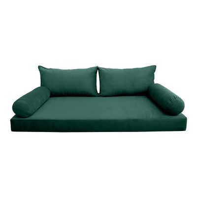 Prolinemax Style V2 Twin Size Velvet Knife Edge Indoor Daybed Bolster Pillow Cushion Mattress Fitted Sheet |Cover ONLY| AD317