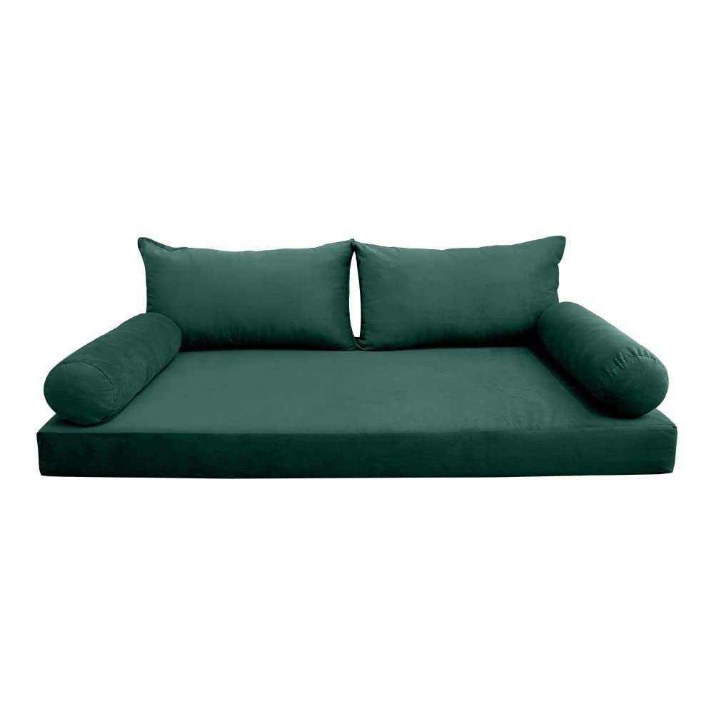 Prolinemax Style V2 Twin Size Velvet Knife Edge Indoor Daybed Bolster Pillow Cushion Mattress Fitted Sheet |Cover ONLY| AD317