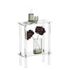 HMYHUM Acrylic Narrow Side Table for Small Spaces, 7" Wide Skinny Nightstand/Bedside Table for Bedroom, Slim Small End Table, 2 Tier, 15.7" L x 21.8" H, Clear view 1