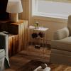 HMYHUM Acrylic Narrow Side Table for Small Spaces, 7" Wide Skinny Nightstand/Bedside Table for Bedroom, Slim Small End Table, 2 Tier, 15.7" L x 21.8" H, Clear view 2