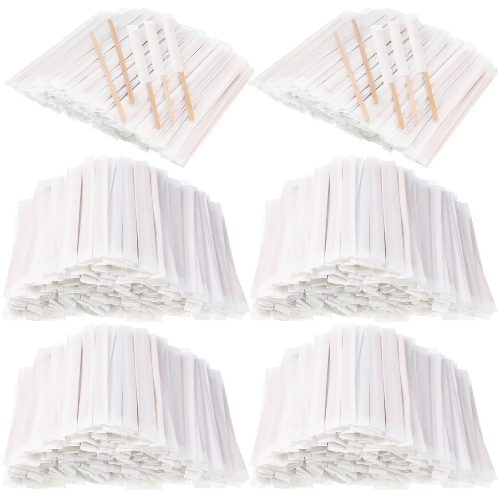 2000 Pcs Individually Wrapped Wooden Coffee Stirrers, Disposable Coffee Stir Sticks Round End Sticks Bulk Wood Stirrers for Cocktail Hot Drinks Restaurant Bar Home Office (7.5 Inch)