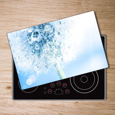 Glass Worktop Saver Splashback Chopping Board 31.5x20.47 in/80x52 cm - "Dandelion"