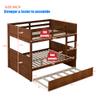 BONKSY Higher Quality and Stronger Solid Wood Bunk Bed Full Over Full with Trundle, Thicken More Stable Wooden Bunk Bed Frame Full Over Full Size Bunkbeds, Convertible (Faster Assembly) (Walnut) view 2