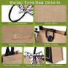 8 Pcs Large Burlap Tote Bags with Handles Jute Bridesmaid Gift Tote with Ribbons and Front Pocket 16.54 x 12.6 x 5.51 Inches Blank DIY Shopping Bags Bulk for Women Beach Wedding Picnic Work Travels view 3