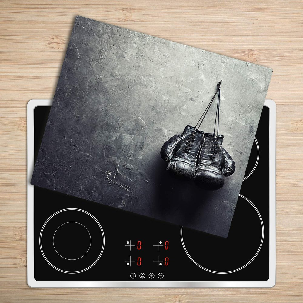 Glass Worktop Saver Splashback Chopping Board 23.62x20.47 in/60x52 cm - "Boxing Gloves"