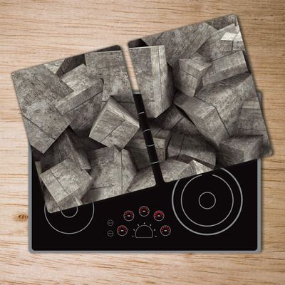 Glass Worktop Saver Splashback Chopping Board 2x15.7x20.47 in/2x40x52 cm - "Concrete cubes"