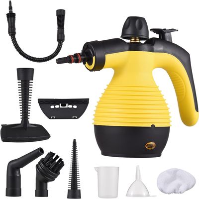 Decdeal Handheld Steam Cleaner, 1050W Multifunctional High Temperature Pressurized Steam Cleaning Machine with 9PCS Accessory, 110V (Yellow1)