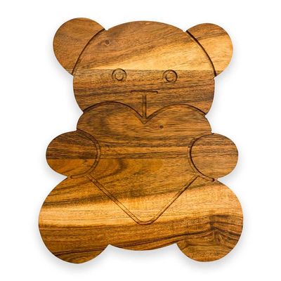 Affinity Decor Valentine's Day Gift Organic Acacia kitchen Cutting Chopping Charcuterie Board Platter Butcher Block for Cheese and Vegetables (Teddy Bear Board 10.7"L x 9.1"W)
