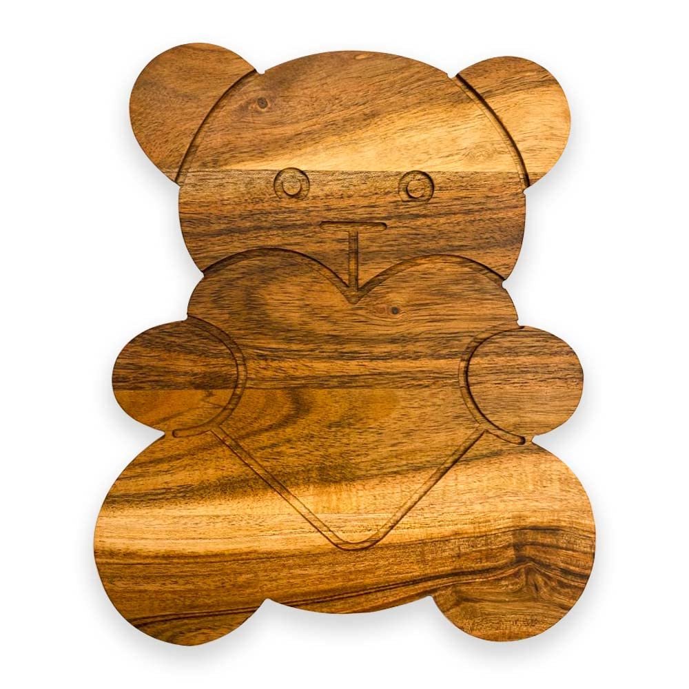 Affinity Decor Valentine's Day Gift Organic Acacia kitchen Cutting Chopping Charcuterie Board Platter Butcher Block for Cheese and Vegetables (Teddy Bear Board 10.7"L x 9.1"W)
