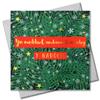 Claire Giles Welsh Christmas Card, Thinking of You, Wreath & Snowflakes, text foiled in shiny gold view 1