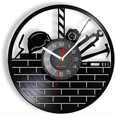 12 Inch Wall Vinyl Decorative Wall Clocks Engineer Landscape Architect Silhouette Vinyl Record Wall Clock Home Decor Wall Vintage Decor Building Worker Gift