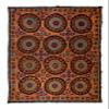 7.6x9.7 Ft 1970s Turkish Hand Embroidered Bed or Table Cover, Decorative Silk & Cotton Wall Hanging. RS94 view 1